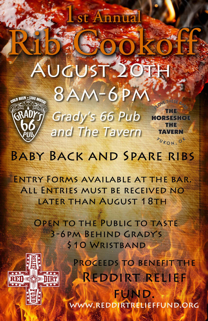 Grady’s 66 Rib Cookoff to benefit RDRF Red Dirt Relief Fund