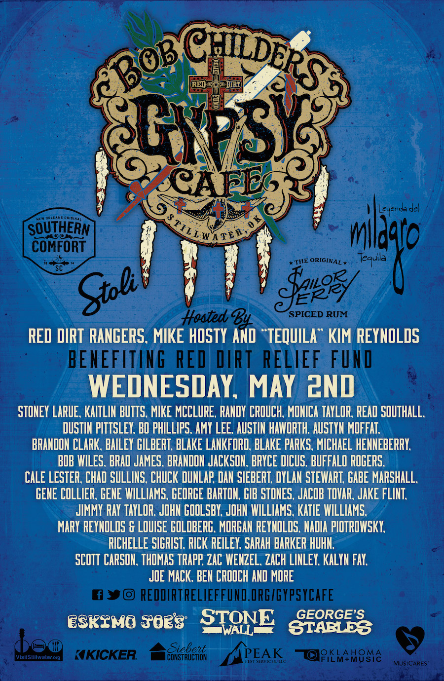 2018 Gypsy Cafe lineup is here! Red Dirt Relief Fund